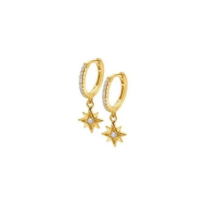 Star Huggie Earrings with CZ's