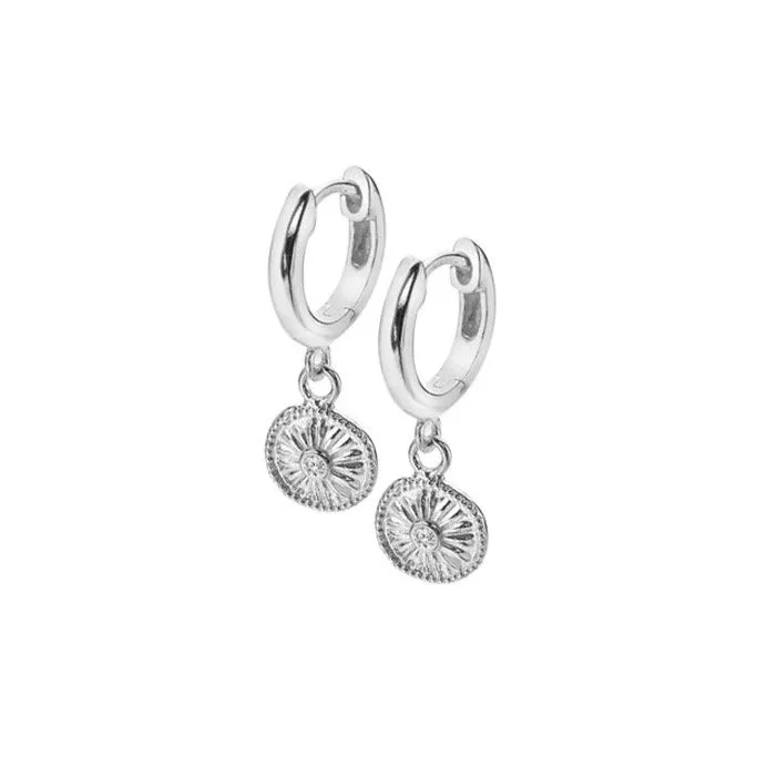 Round Huggie Earrings with Single CZ