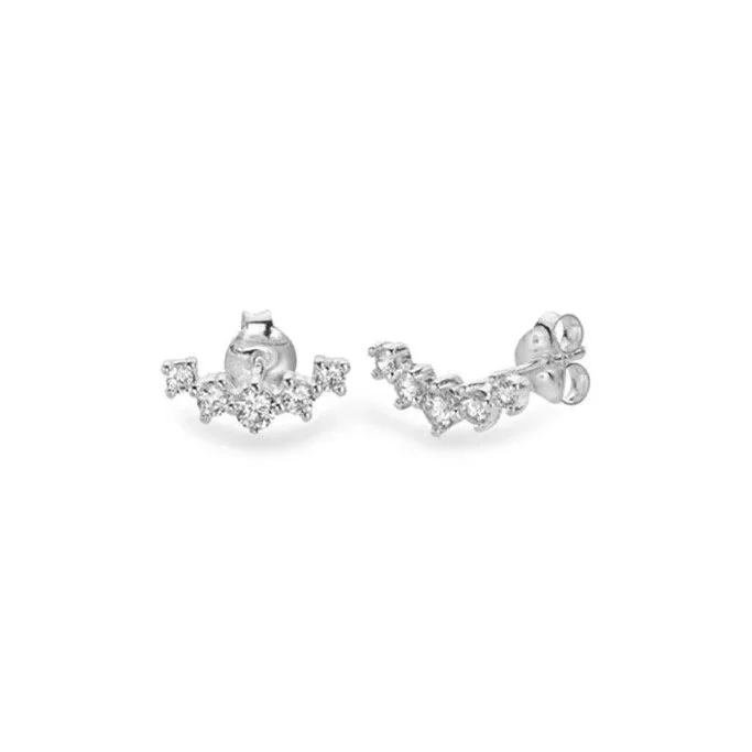 Silver Climber Earrings with 5 CZ's