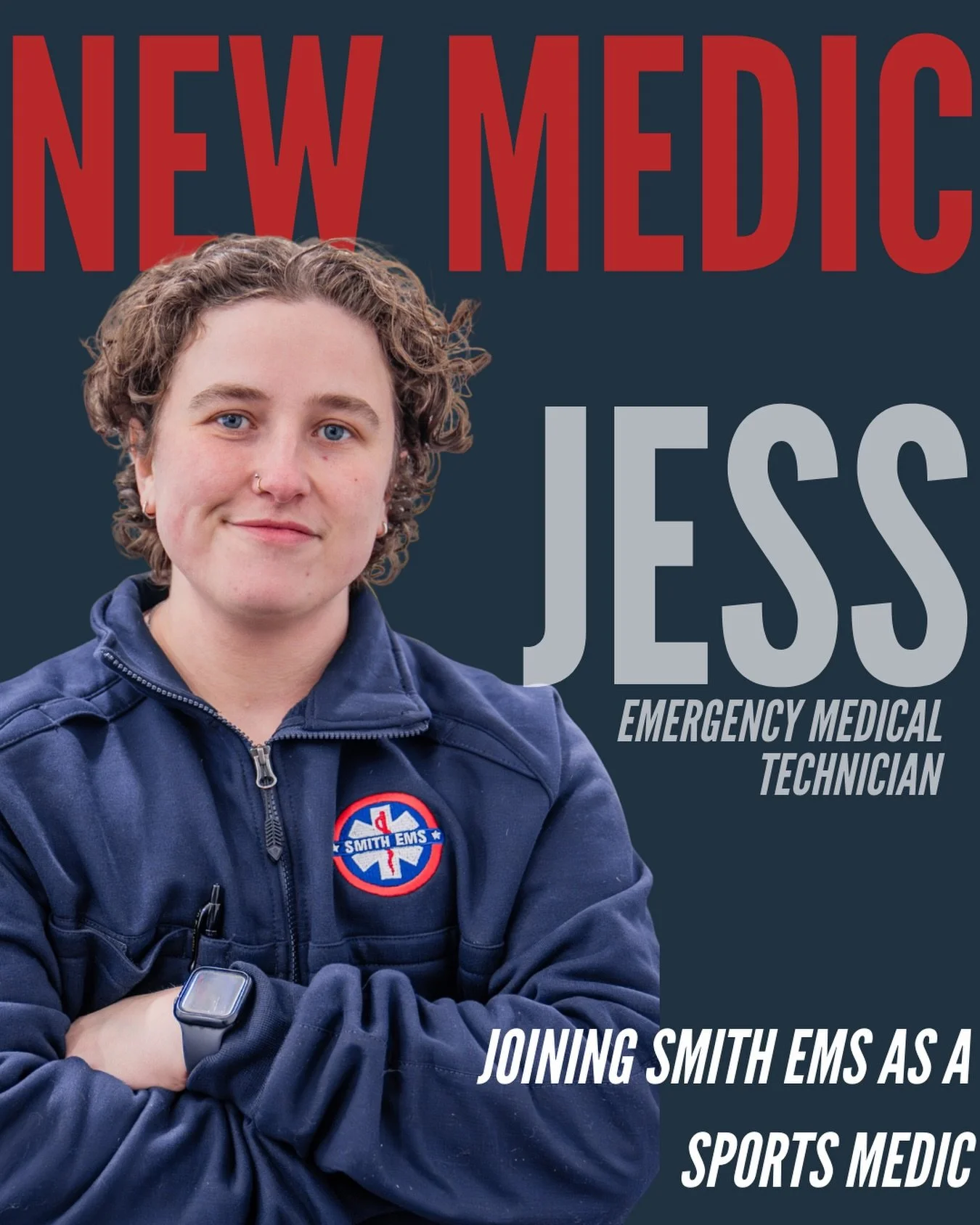 🚨 Welcome to the team, Jess! 🚨

Smith EMS is excited to welcome Jess Watson to the team as a Sports Medic. Jess brings years of hands-on experience across emergency and prehospital care, with a strong background in high-acuity environments and fast