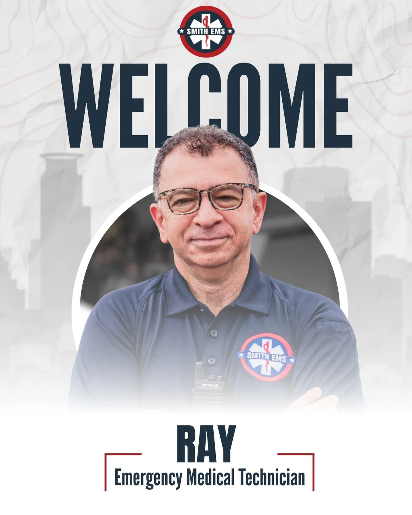 🚑&nbsp;Welcome to the Team, Ray!

We&rsquo;re excited to welcome&nbsp;Ray&nbsp;to Smith EMS as a&nbsp;Sports Medic.

Ray currently works as a&nbsp;Project Manager in the Twin Cities&nbsp;and brings a background in firefighting to the team.

Ray join