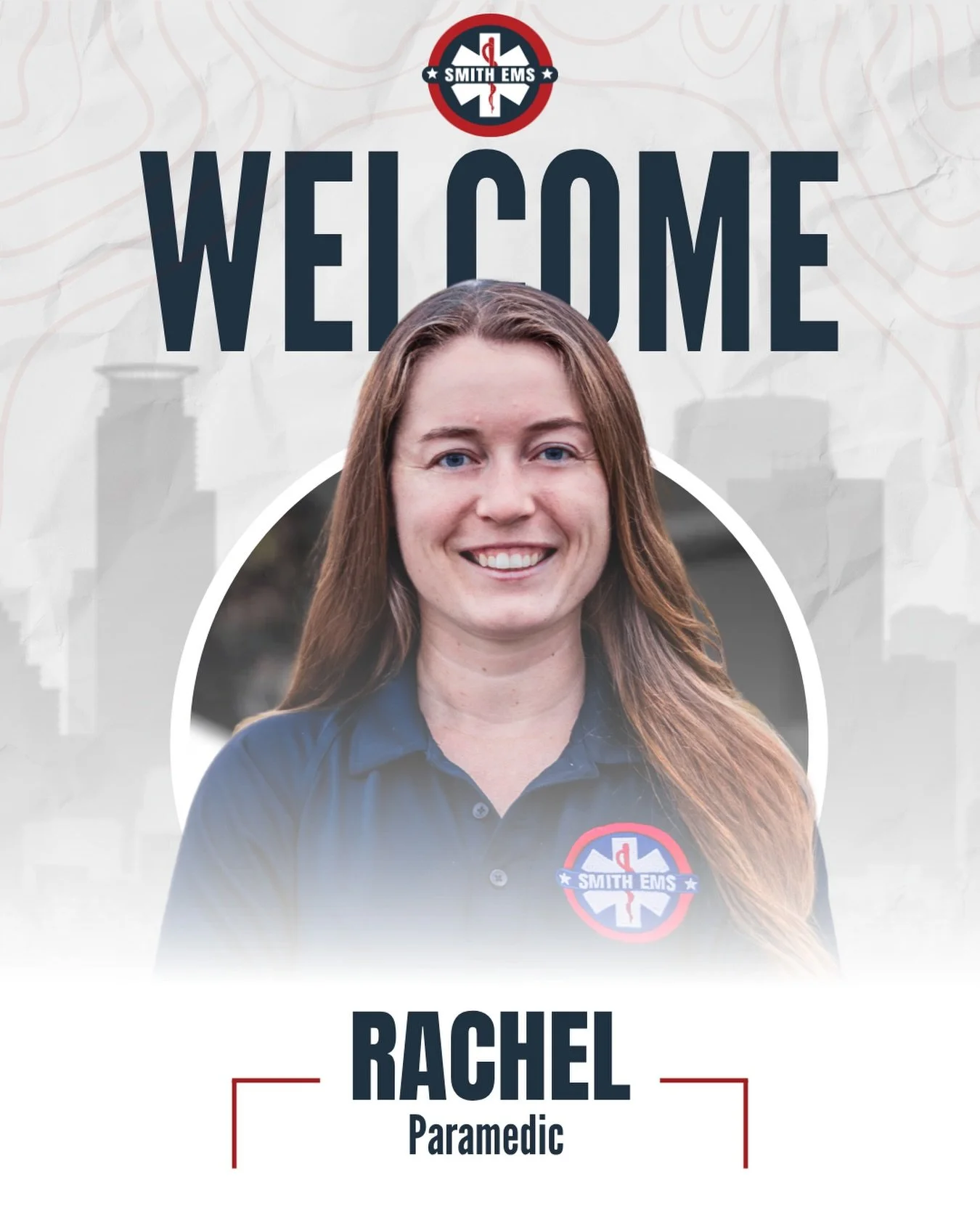 🚑&nbsp;Welcome to the Team, Rachel!

We&rsquo;re excited to welcome&nbsp;Rachel&nbsp;to Smith EMS as a&nbsp;Paramedic.

Rachel currently works as a&nbsp;Paramedic at North Memorial, bringing valuable experience and patient care skills to the events 