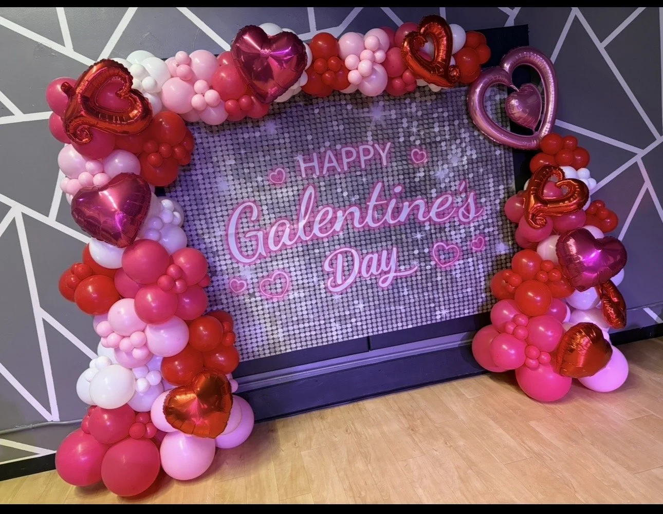 Galentines balloon decor 