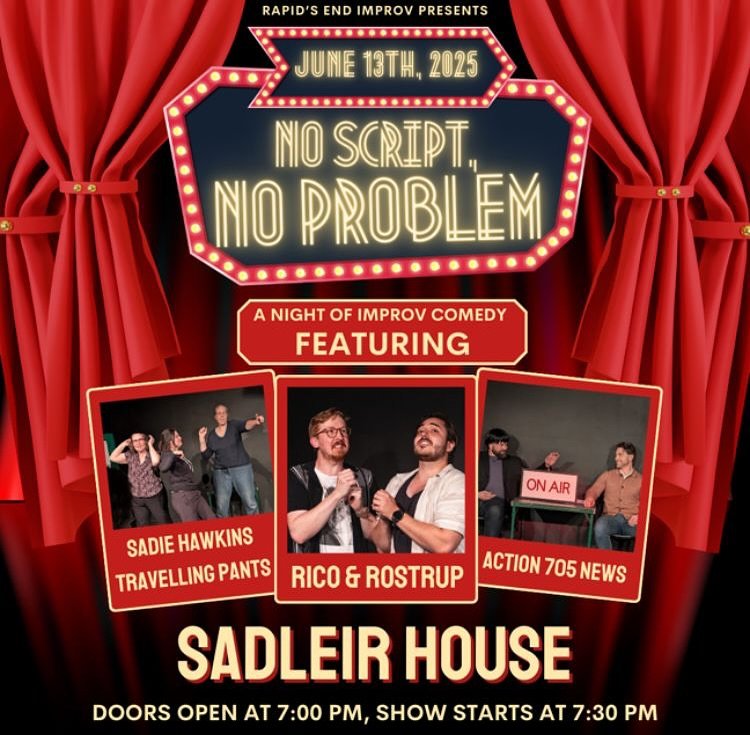 No Script, No Problem: A Night of Improv Comedy 
Get ready for a night of off-the-cuff hilarity at Sadleir House! This special showcase night from Rapid&rsquo;s End Improv brings together some of Peterborough&rsquo;s funniest, most unpredictable impr