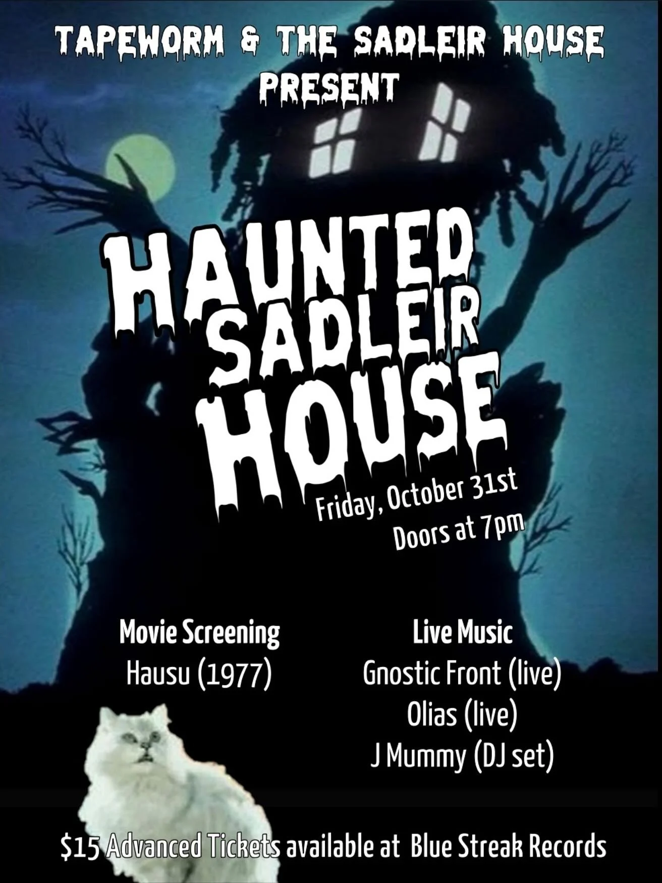 Halloween night. It&rsquo;s getting spookier out there. Advance tickets at Blue Streak Records (394 George Street North) or cash at the door.