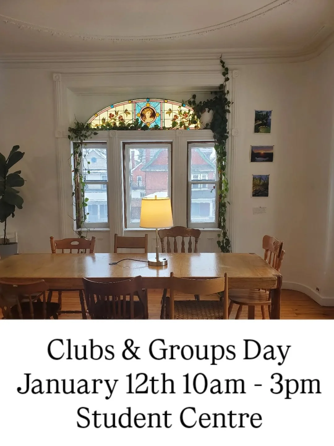 Drop by our table Monday January 12th to get some free goodies and hear about upcoming events!

10am to 3pm in the Student Centre.