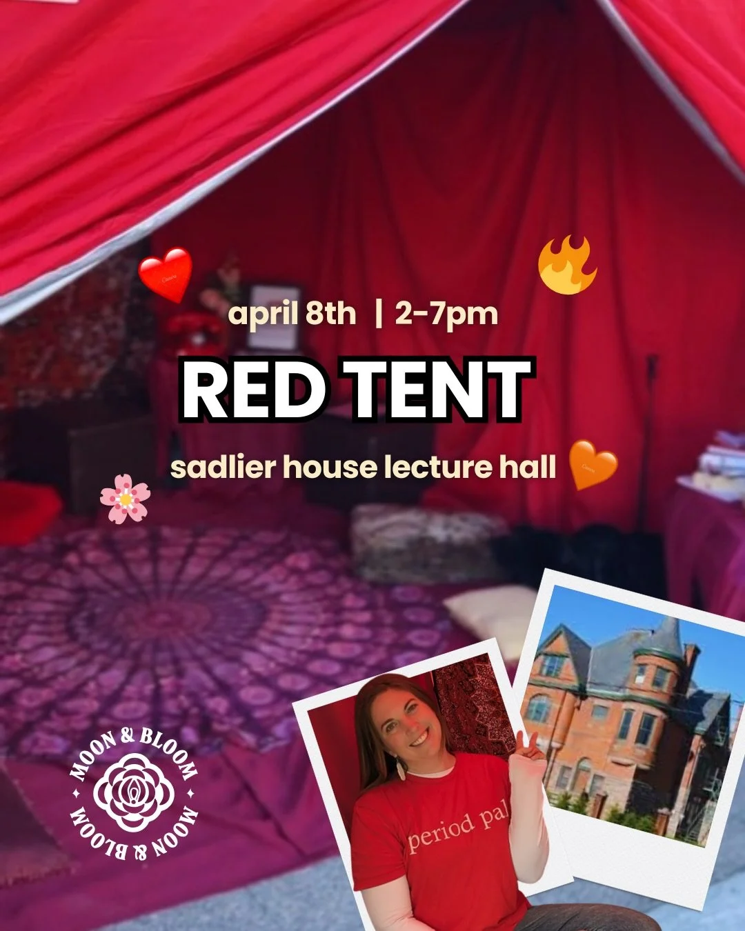 Step into the Red Tent ❤️&zwj;🔥

Join us on April 8th from 2&ndash;7 PM at Sadleir House, hosted by Heather Litster (Moon &amp; Bloom) Sponsored by OPIRG + Sadleir House, for a free, cozy, and empowering space to learn, connect, and talk all things 