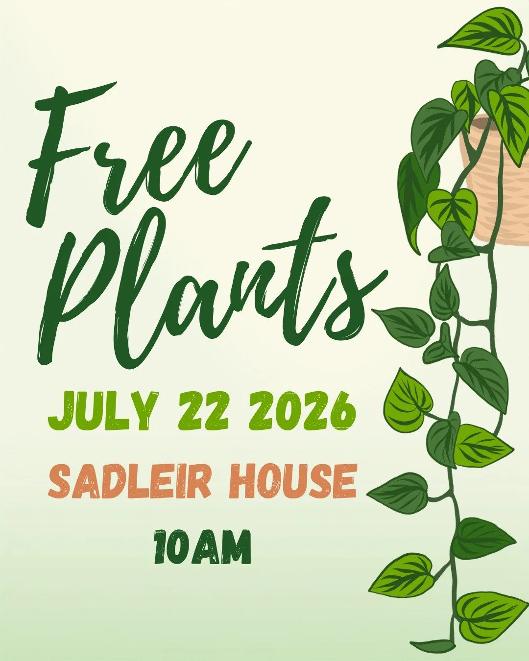 Next Wednesday!

Come take home a little piece of Sadleir!
A table will be going up in the Front Foyer at 10am with a bunch of plant propagations, and will remain up while supplies last.

As always, you are more than welcome to bring us some of your 