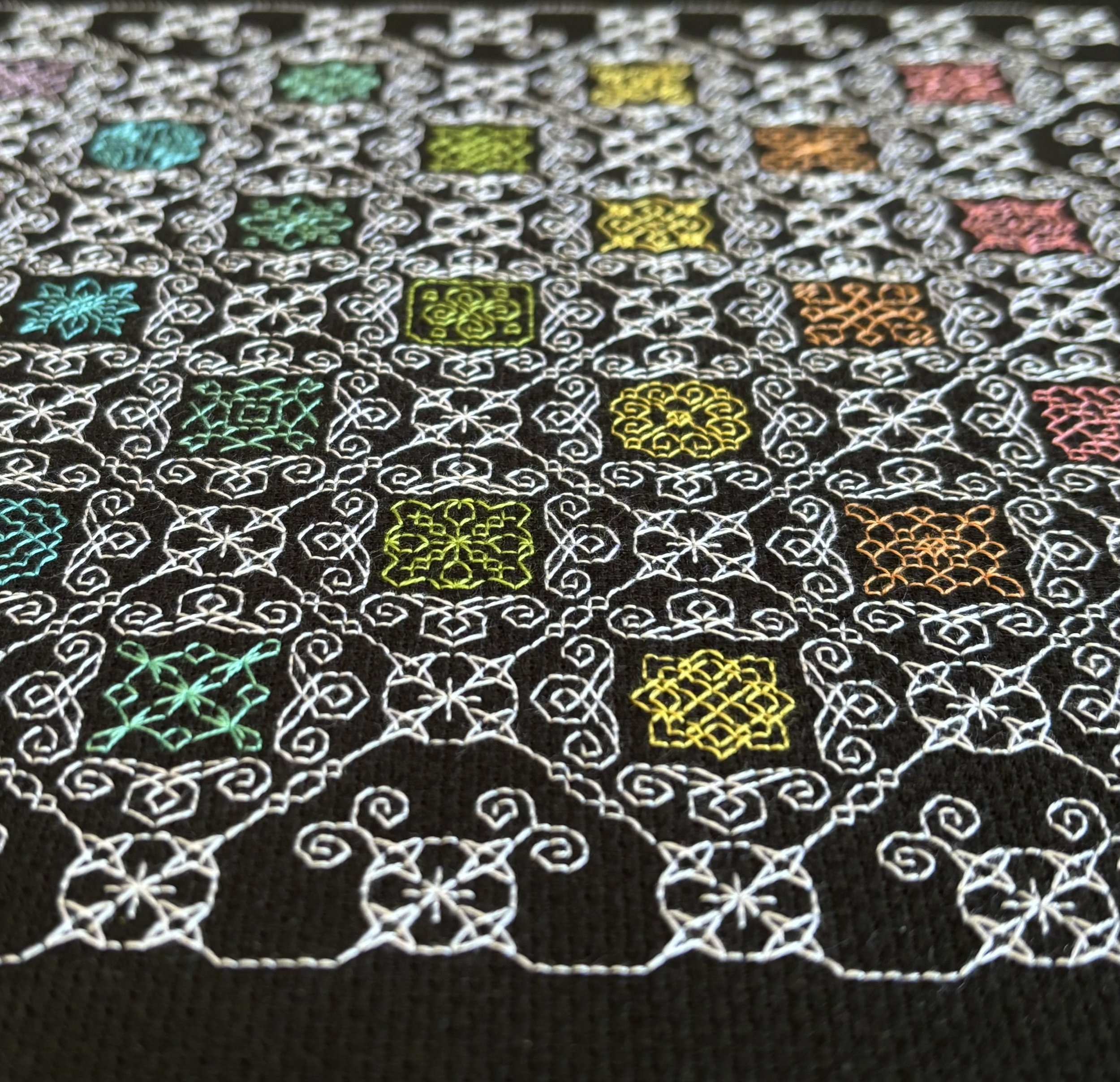 Pastel Motifs Blackwork Sampler Pattern