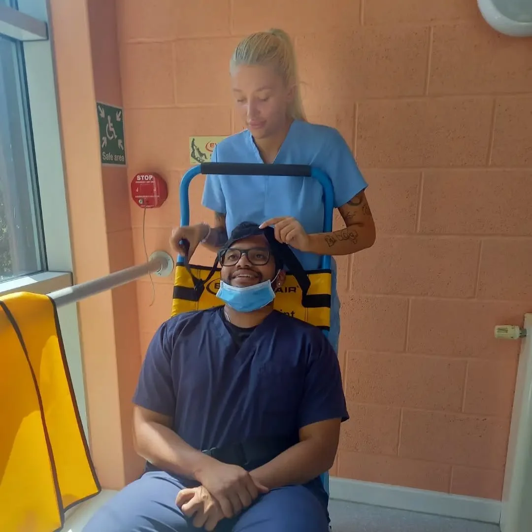 Extremely warm day in Telford carrying out EvacChair Operator training for local Dental practice. If you would like your staff trained or your chairs servicing please call Paul on 07412 394622. #evac #EvacChair #evacuation #Telford #Servicing