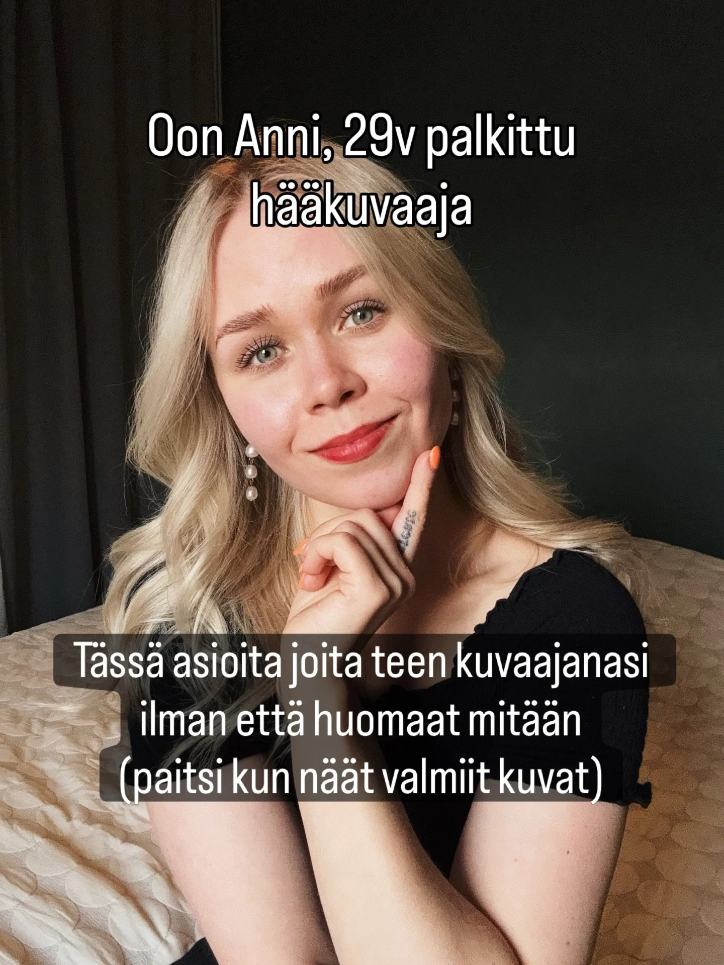 4 salaista toimintatapaani, jotka tekev&auml;t h&auml;&auml;kuvista parempia 👉🏻

Kuvaaja, tunnistatko n&auml;it&auml; omassa ty&ouml;ss&auml;? ❤️

Jos etsit h&auml;&auml;kuvaajaa jonka osaamisen keski&ouml;ss&auml; on lumoavat milj&ouml;&ouml;kuvat