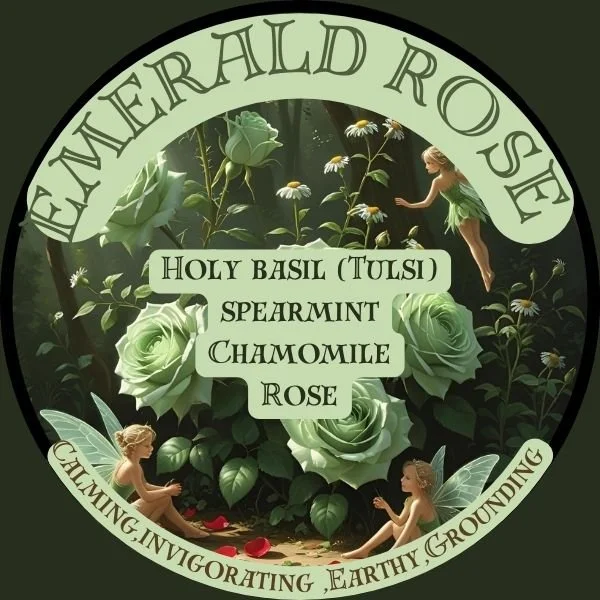 Emerald Rose Tea Blend-✨ Sacred Calm Tea — Tulsi, Mint, Chamomile & Wild Rose