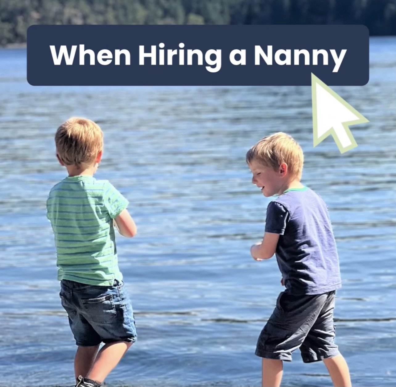 Nanny and children skip rocks Seattle