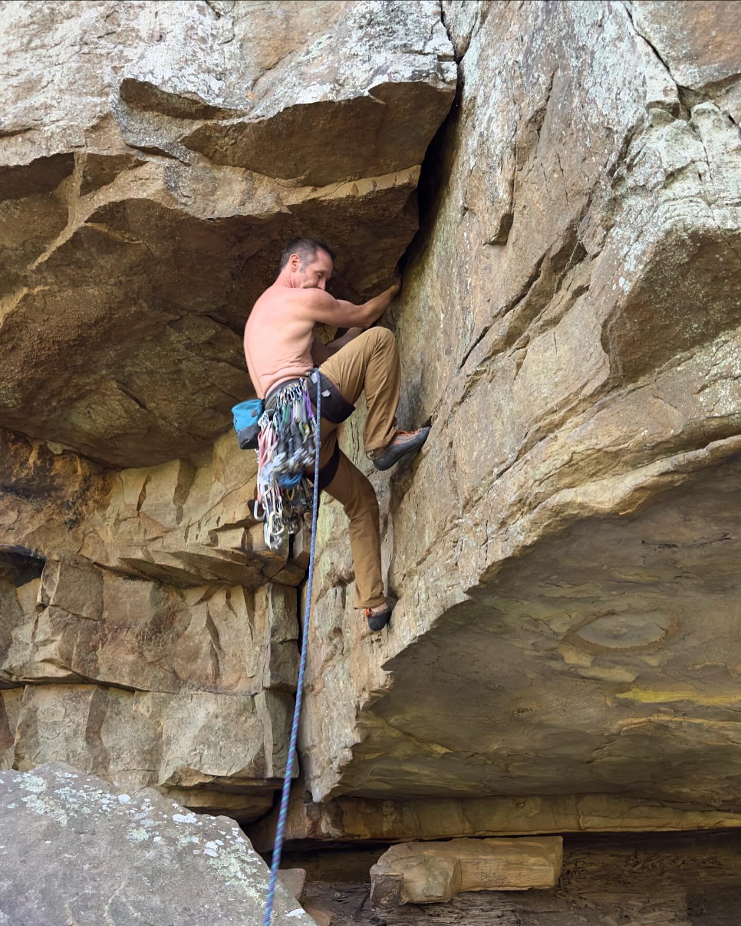 awesome autumn day at the crag with @kirk.brode and Apollo... Kirk and I have been climbing together for about 28 years, doing everything from Zion big wall first ascents to devils tower in February