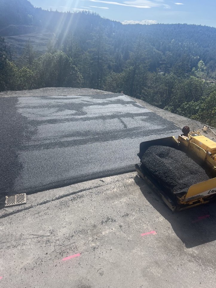 asphalt being paved in a lot