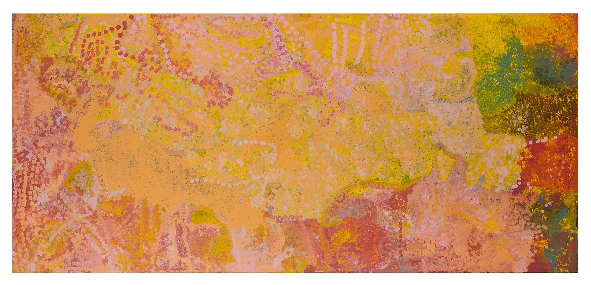 détail peinture Emily Kame Kngwarreye igname Anooralya motif Awelye Utopia