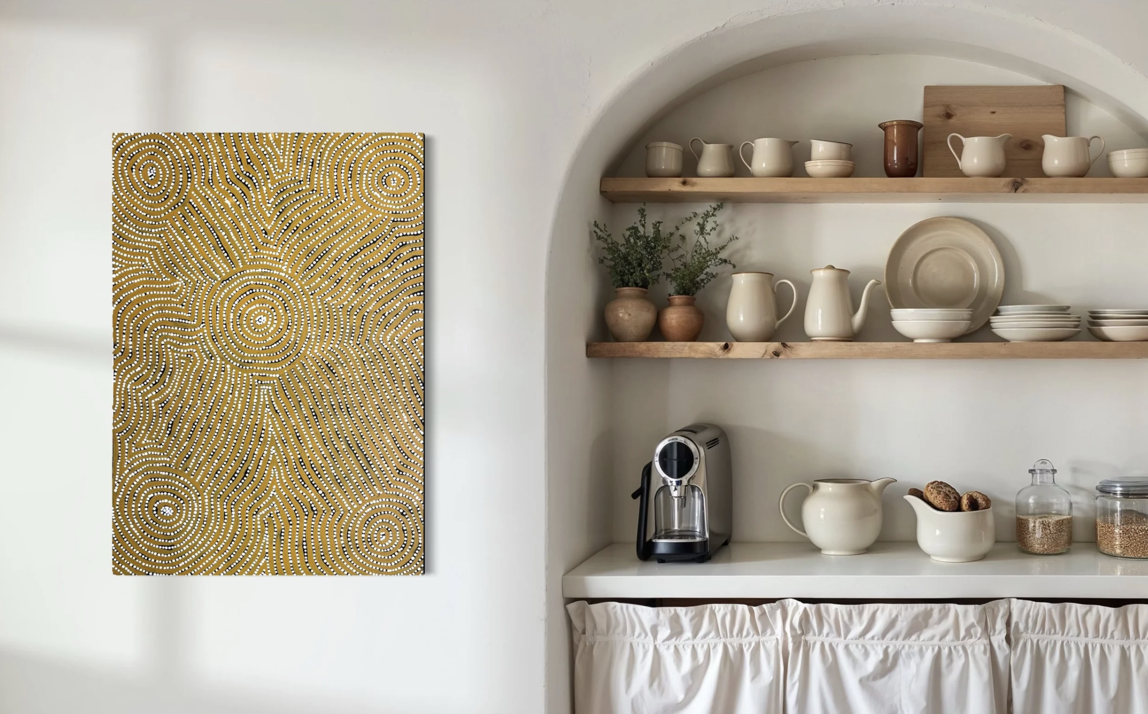Peinture Tingari aux cercles concentriques, tradition pintupi, collection Inma Galerie