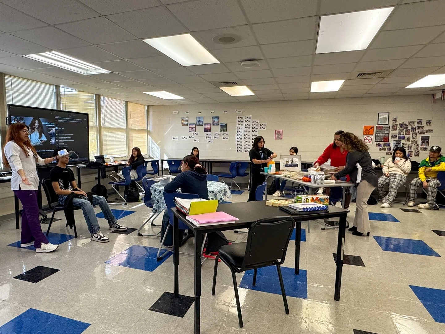 Kayla, a second-semester nursing student at WCU and a Health Career Mentor for the Center for Native Health’s MedCaT program, visited a school club at Smoky Mountain High School today. She taught students how to take vitals and shared what insp