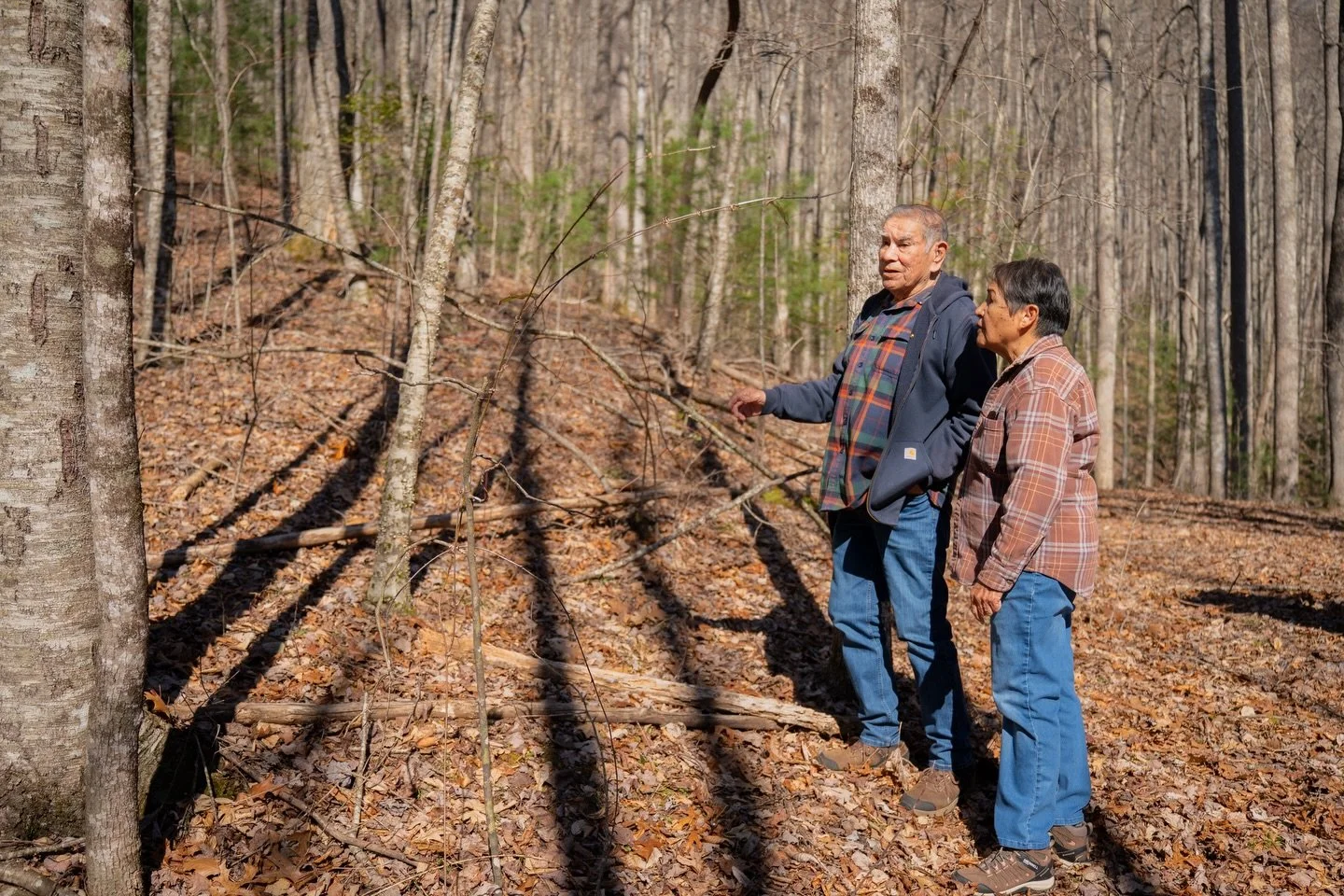 On Friday, March 20th, we spent the day at Camp Watia YMCA with EBCI elders and artists Louise and Butch Goings, along with other EBCI artists, harvesting white oak and sharing traditional knowledge. Sgi to property manager Shannon Raab and property 