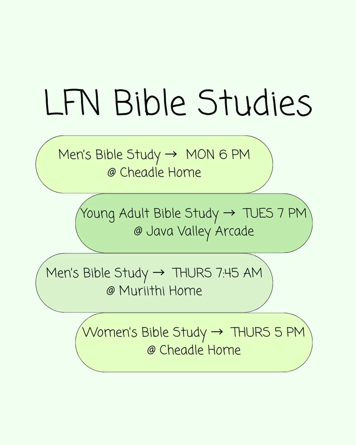 Why Bible study? Come and see! Grow in fellowship with the Lord, the body of Christ, and grow in the study of God&rsquo;s Word. Join us this week for Bible study! 

DM with any questions.
