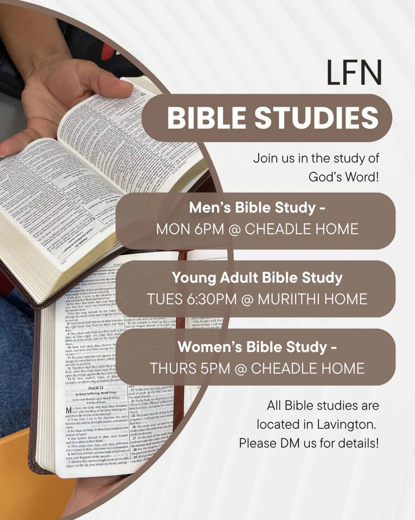 *UPDATED* Bible study information! It&rsquo;s Bible study week! Invite a friend to join!