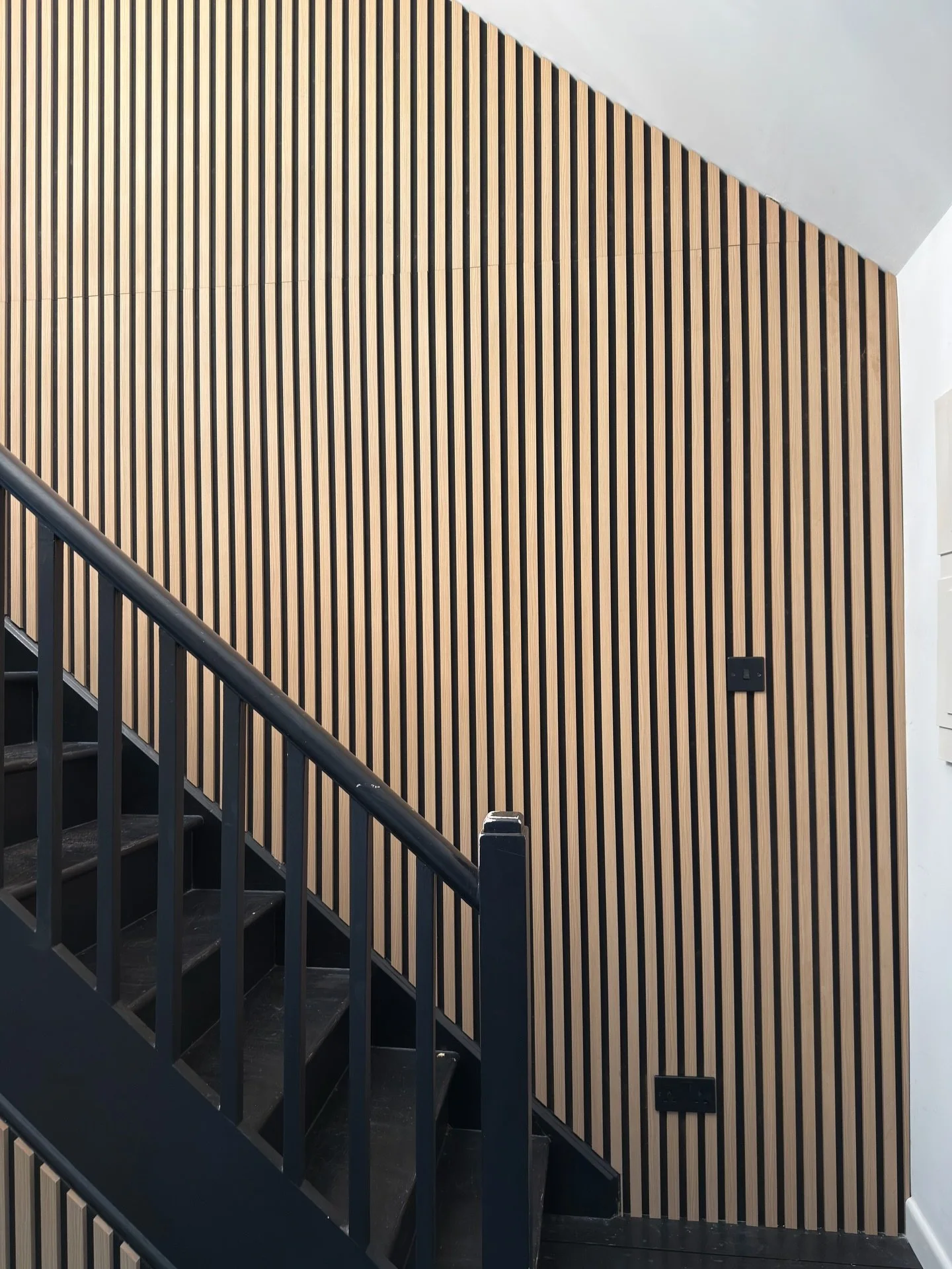 One of our regular holiday lets getting its pre season makeover. Get in contact if you&rsquo;d love anything similar in your home or rental property! 

Internal stairwell clad in acoustic panelling from floor to ceiling and also along the wall under 