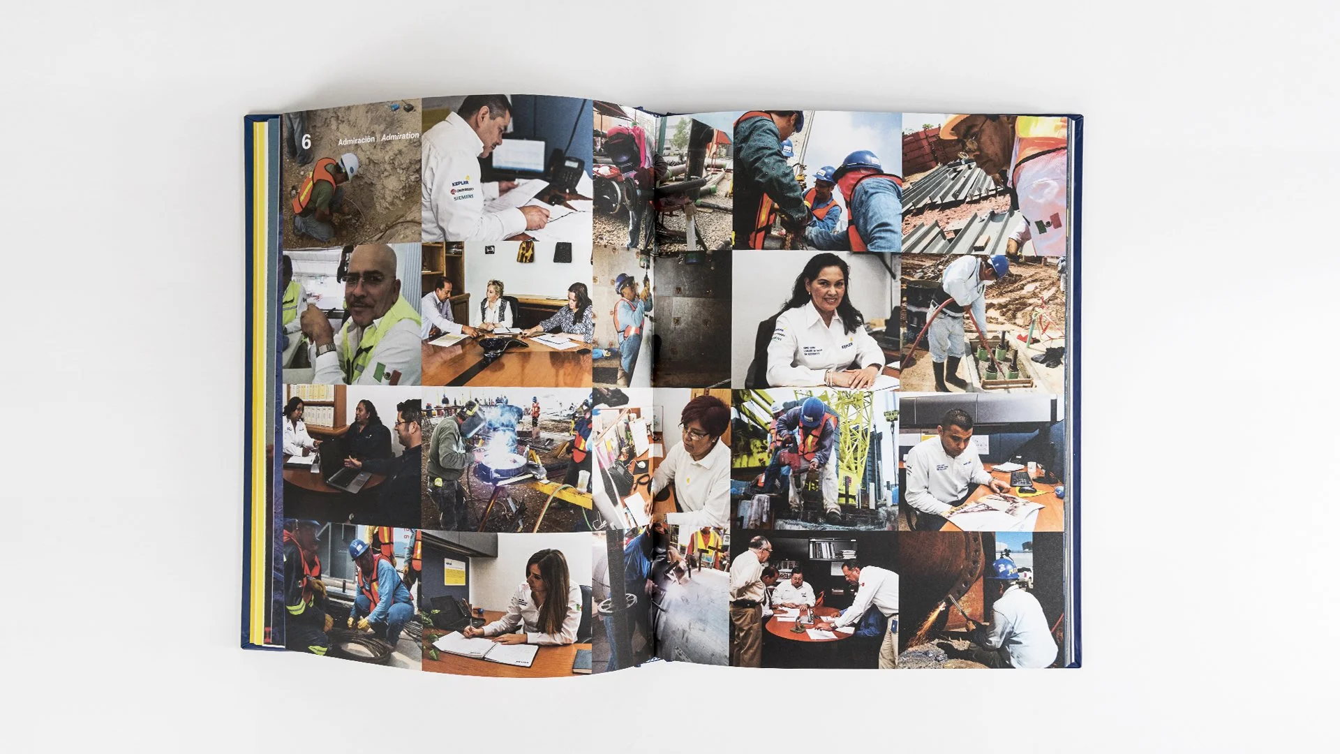 Composición editorial con retratos de trabajadores de Kepler.