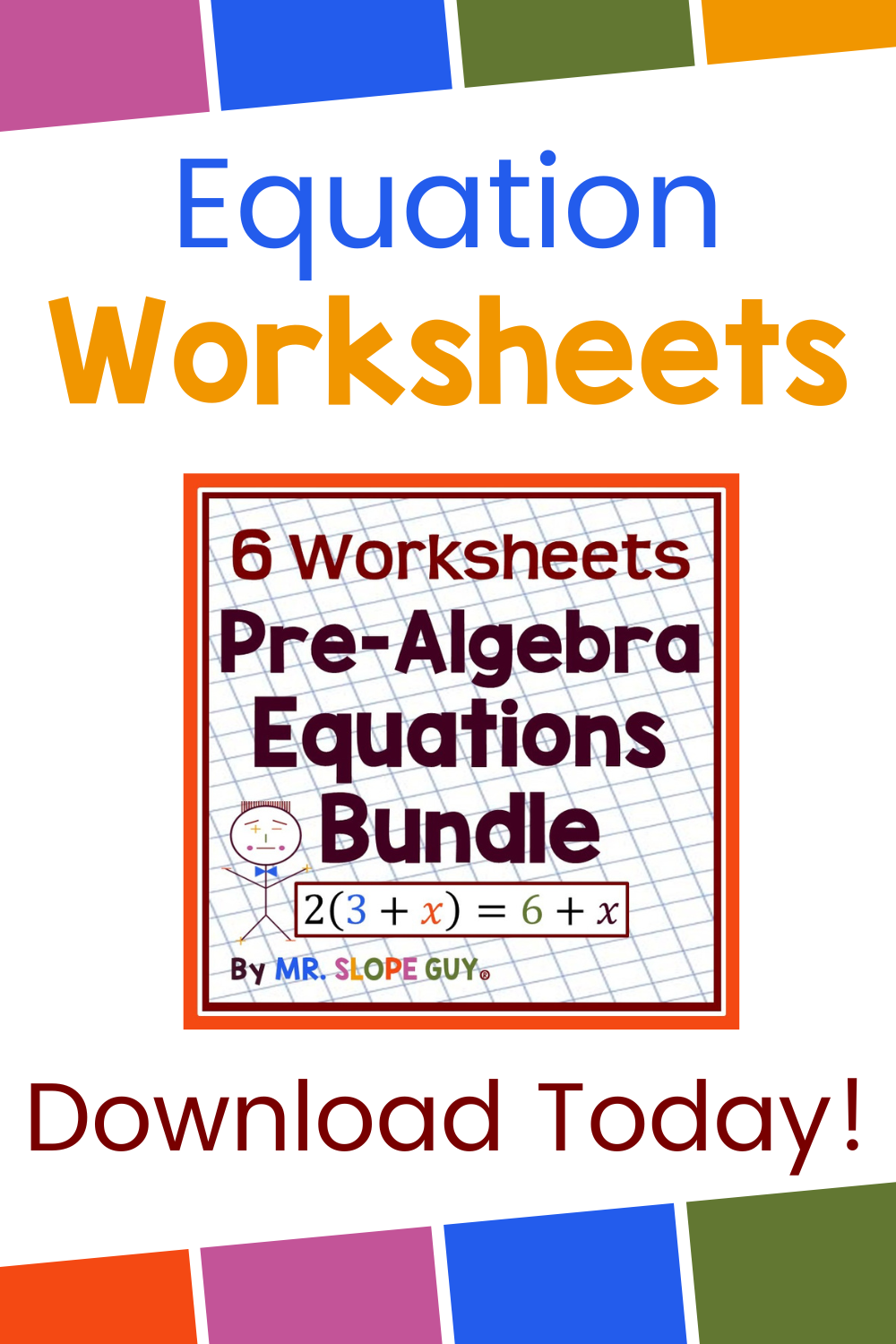 Equation Worksheets Pre-Algebra Bundle