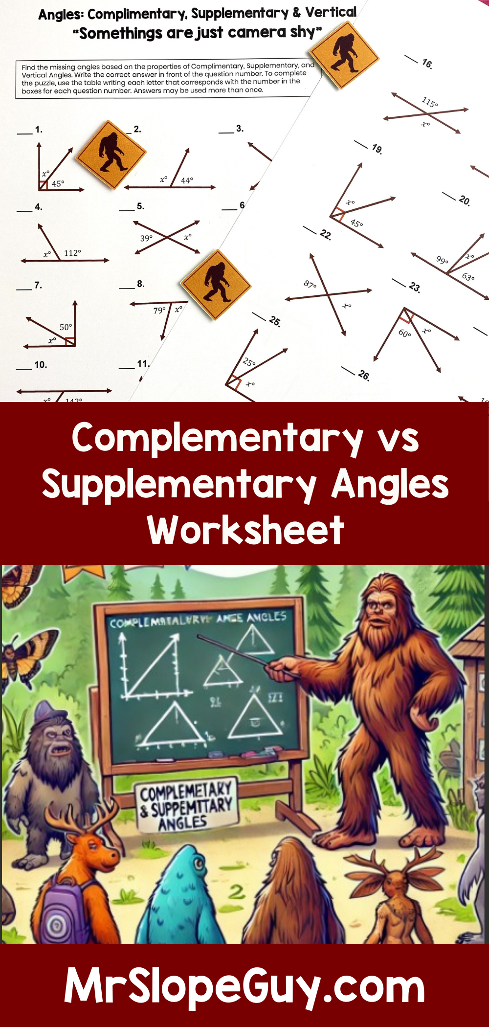 Angles Riddle From Bigfoot to Angles: Fun Geometry Worksheets — Mr. Slope Guy