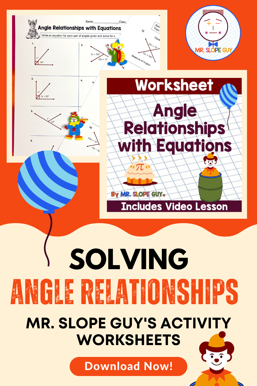 angle relationships assignment: solving angle problems... Writing Equations for Angle Relationships: Stop Clowning Around — Mr ...