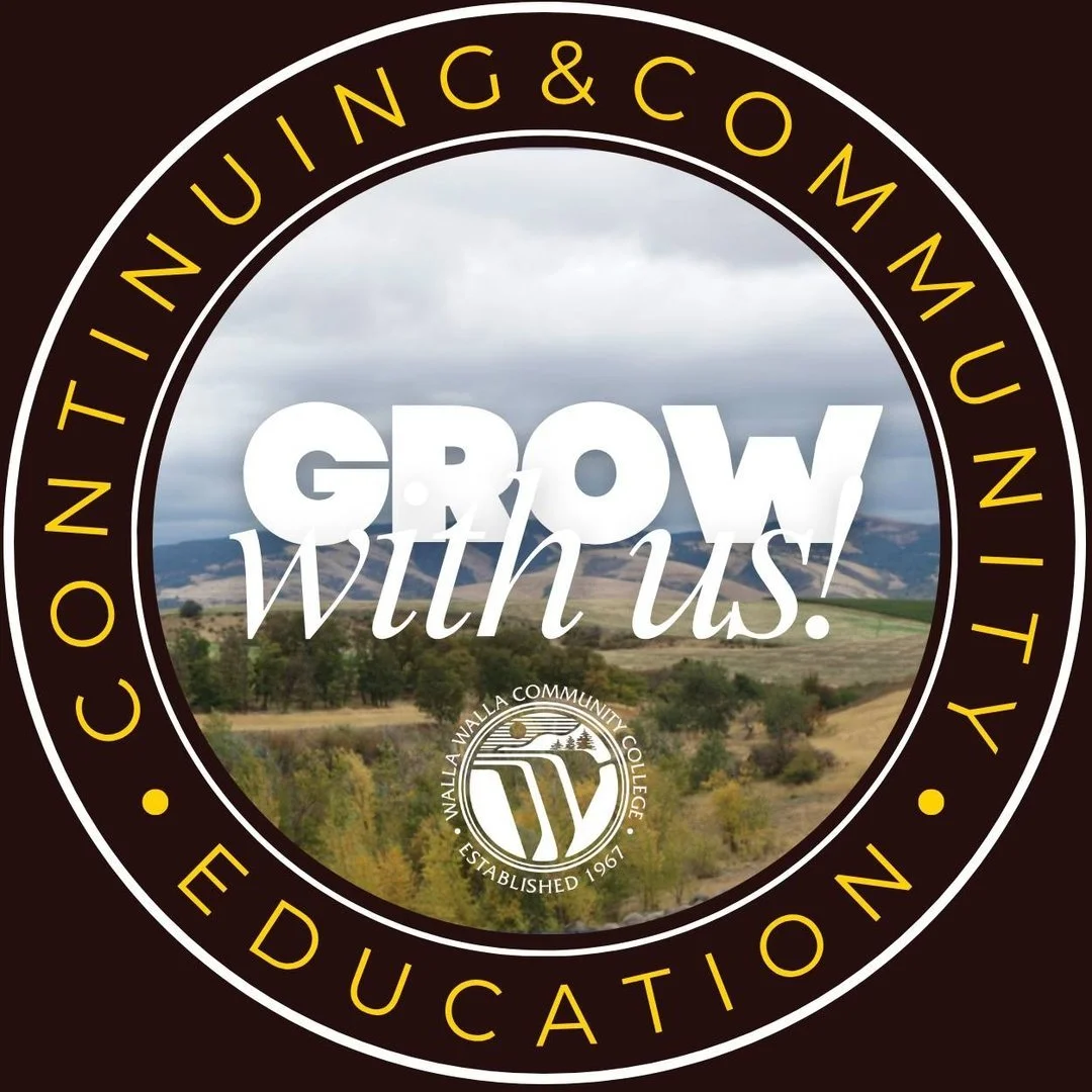 Continuing and Community education logo with an image of the valley in the background