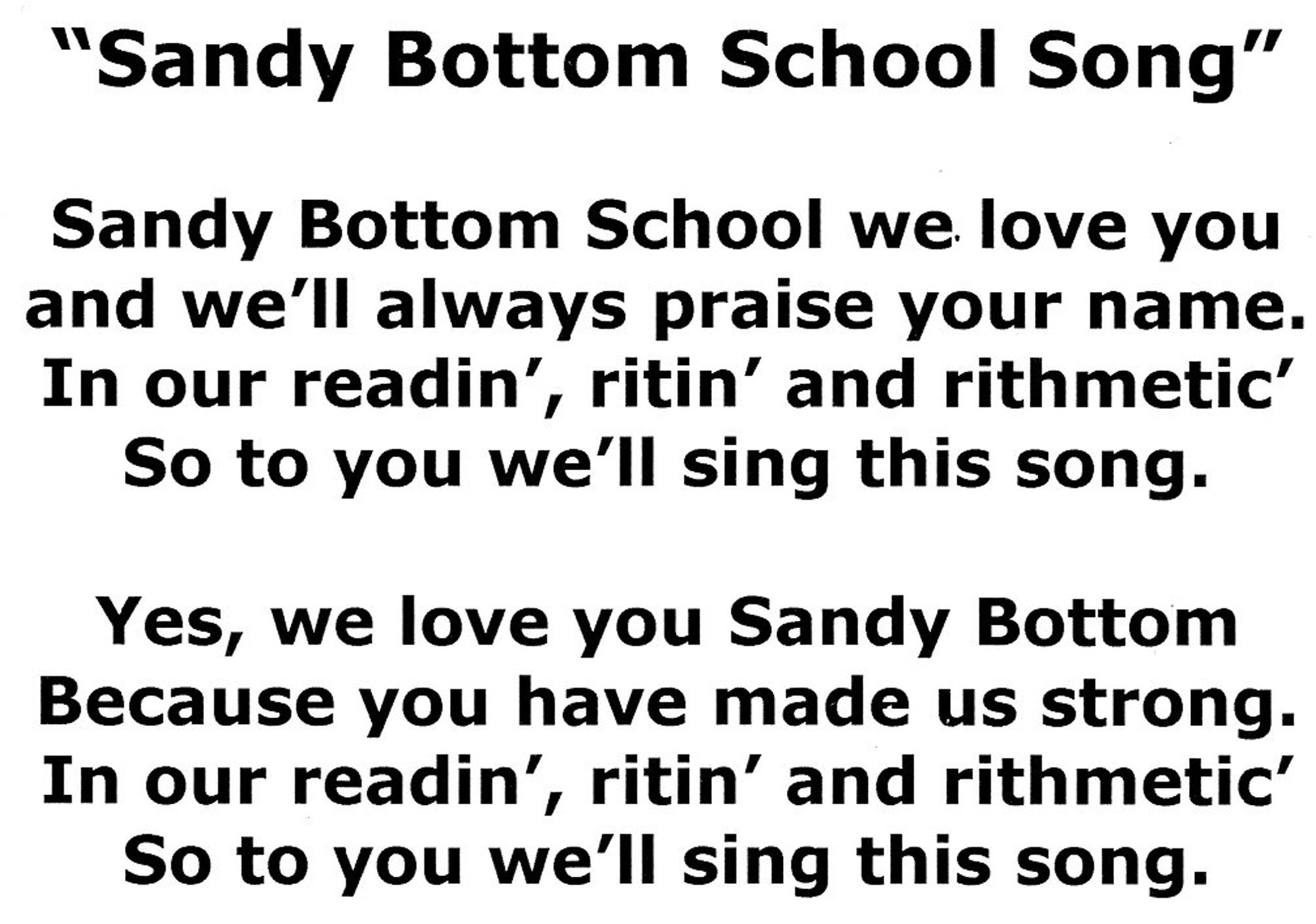 Sandy Bottom School song