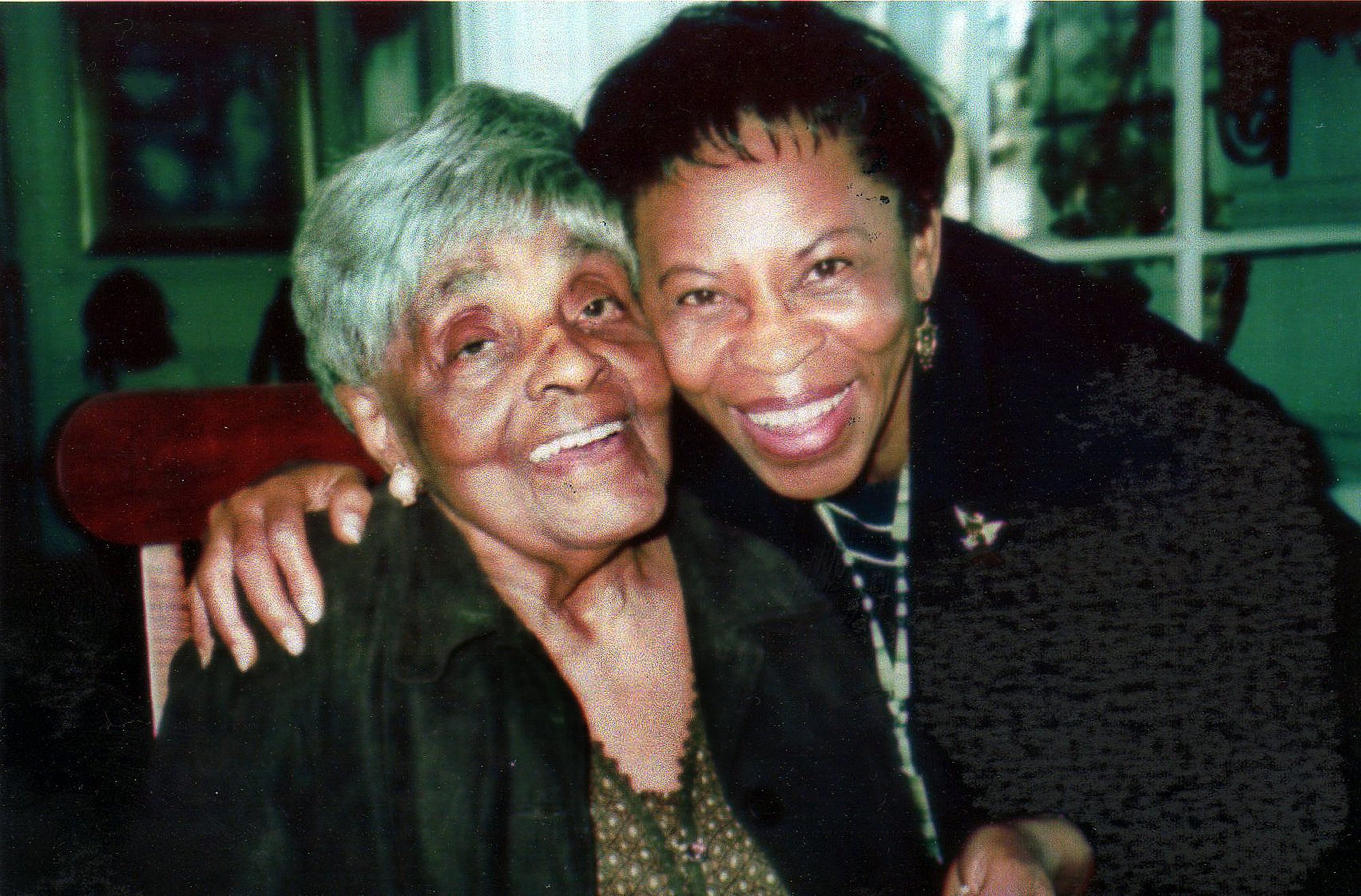 Monger Lawrence, Sandy Bottom School teacher, with former student, Dorie Mitchell.