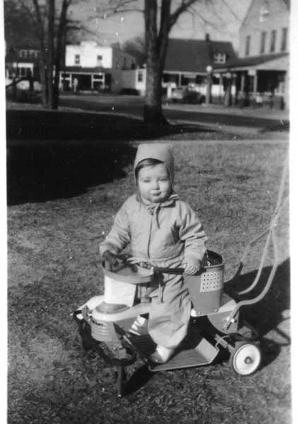 Alan Bush in front of C.C. Johnson's house in 1946.