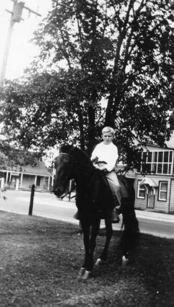 Charlie Johnson in front yard - 1938