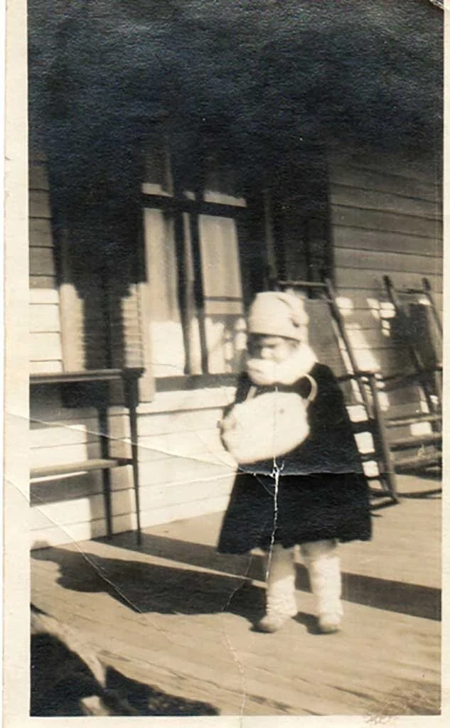  Judith Gilliam on front porch of Chuckatuck home - 1922-23  Gilliam family photo 