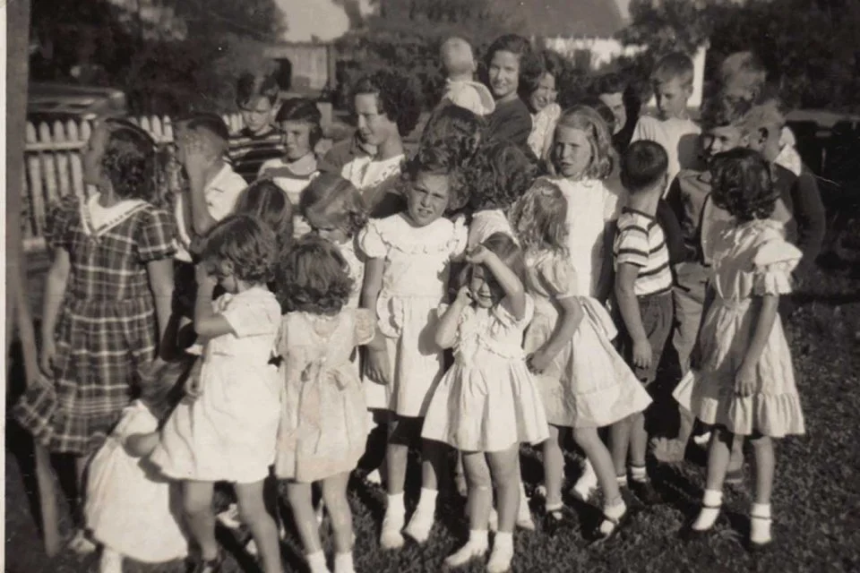  Birthday party for Janet Knight (center) Others recognized - Gayle Snyder, Peggy Ashley, William Creekmore, David Pinner  Knight family photo 