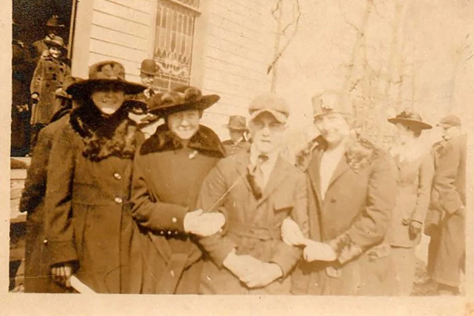 Members of the Johnson and Pitt family outside of Oakland Church.