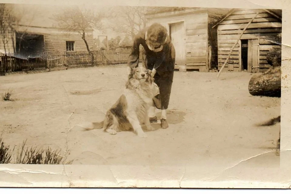 Lillian Marshall in Pitt back yard