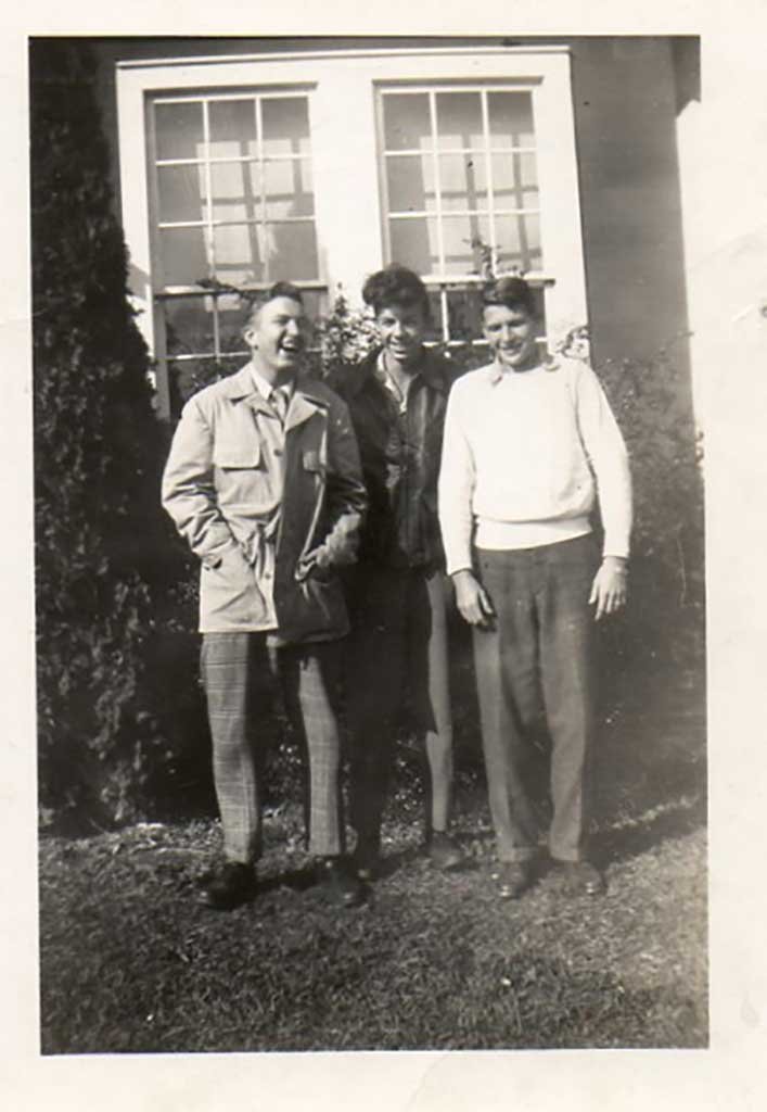 Friends at Chuckatuck High School - “Pop” Byrd, Frank Gayle and “Sonny” Chapman - c1944 Chapman family photo