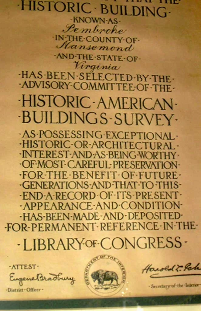  Library of Congress plaque for Pembroke  Cox family 