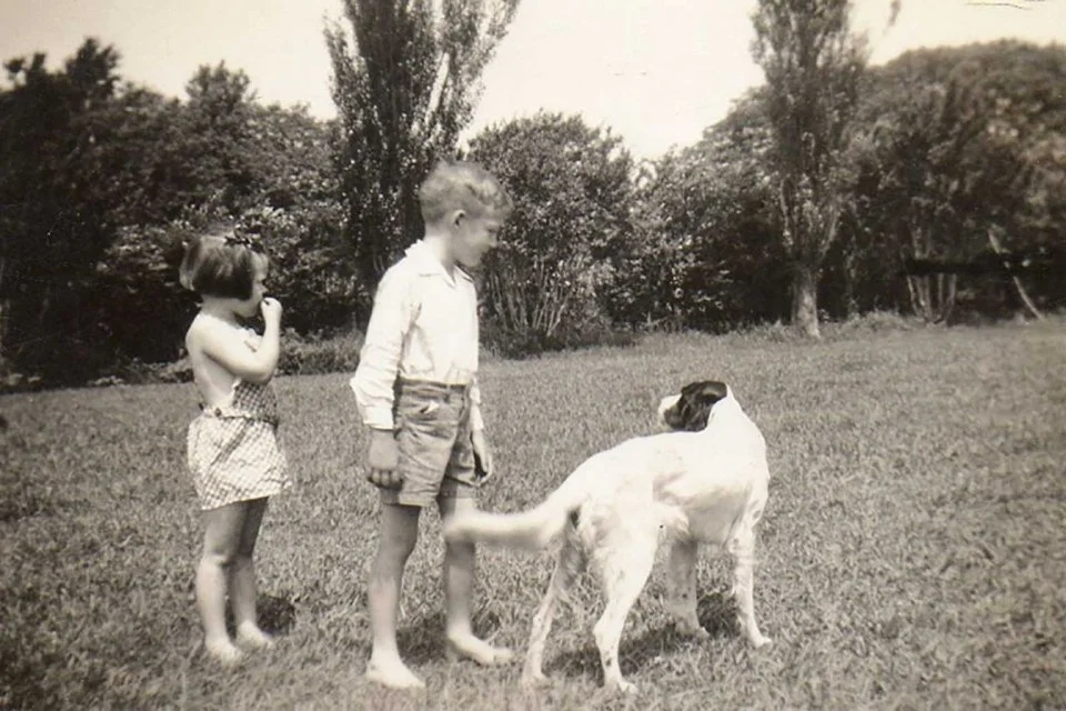  Betty and Bill Rippey with their dog, 