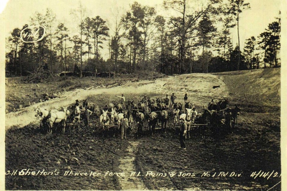 Teams of horses used to build dams for Lake Prince - 1921 City of Norfolk photos provided by Scott Saunders