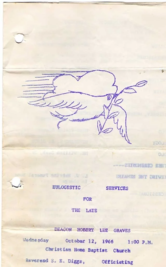  Funeral service for Hobert Graves, Christian Home Baptist Church - 1966  Dolly Williams collection 