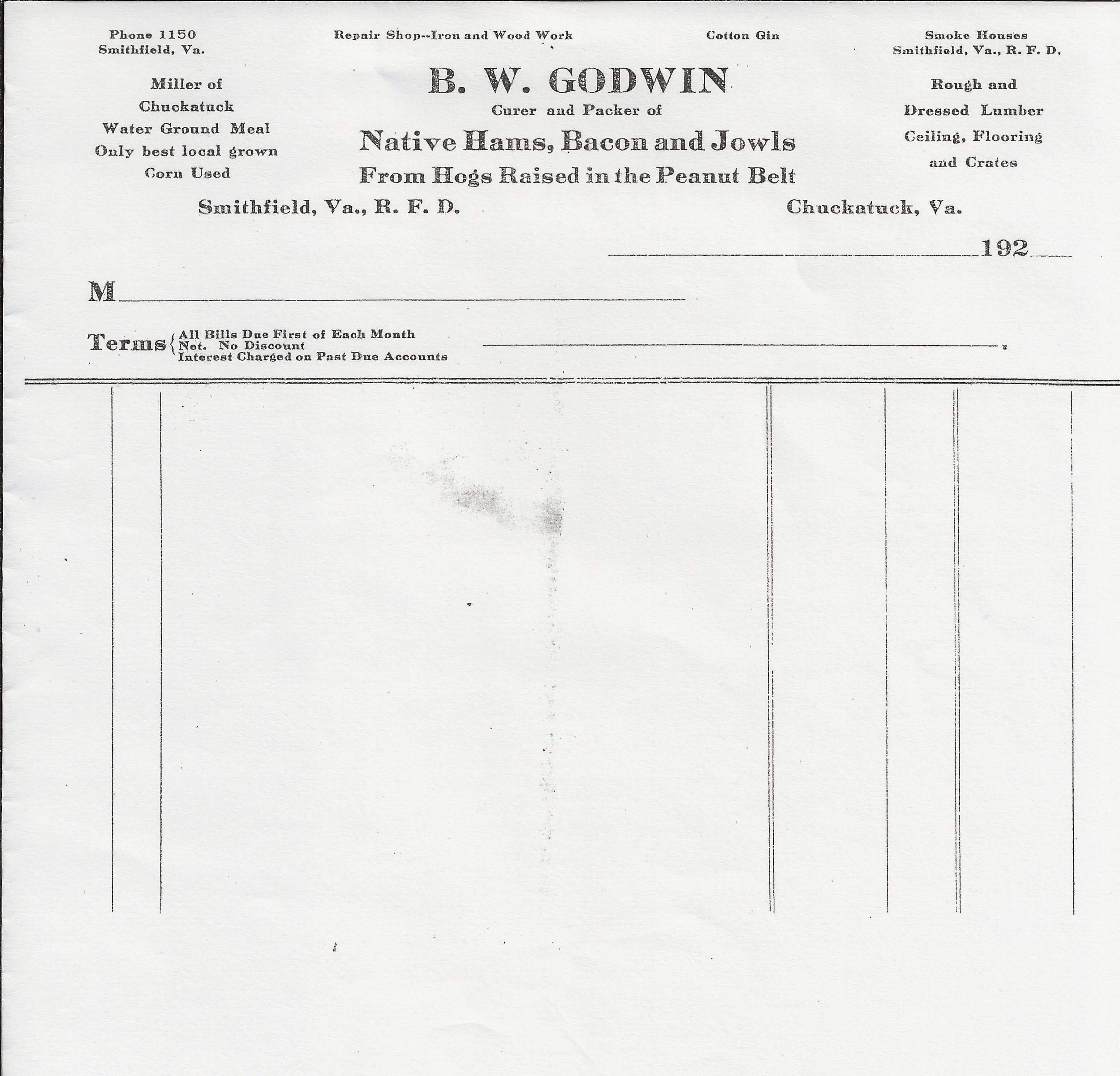 B.W. Godwin business letter head 1920s