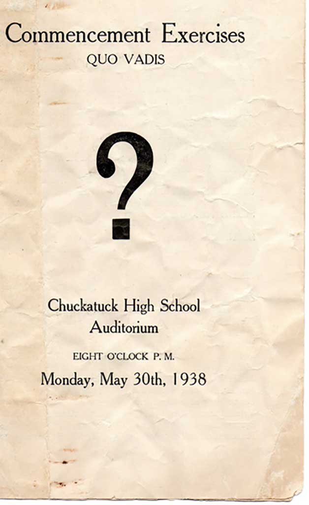  CHS Commencement program - May 1938  Roy Pope photo 