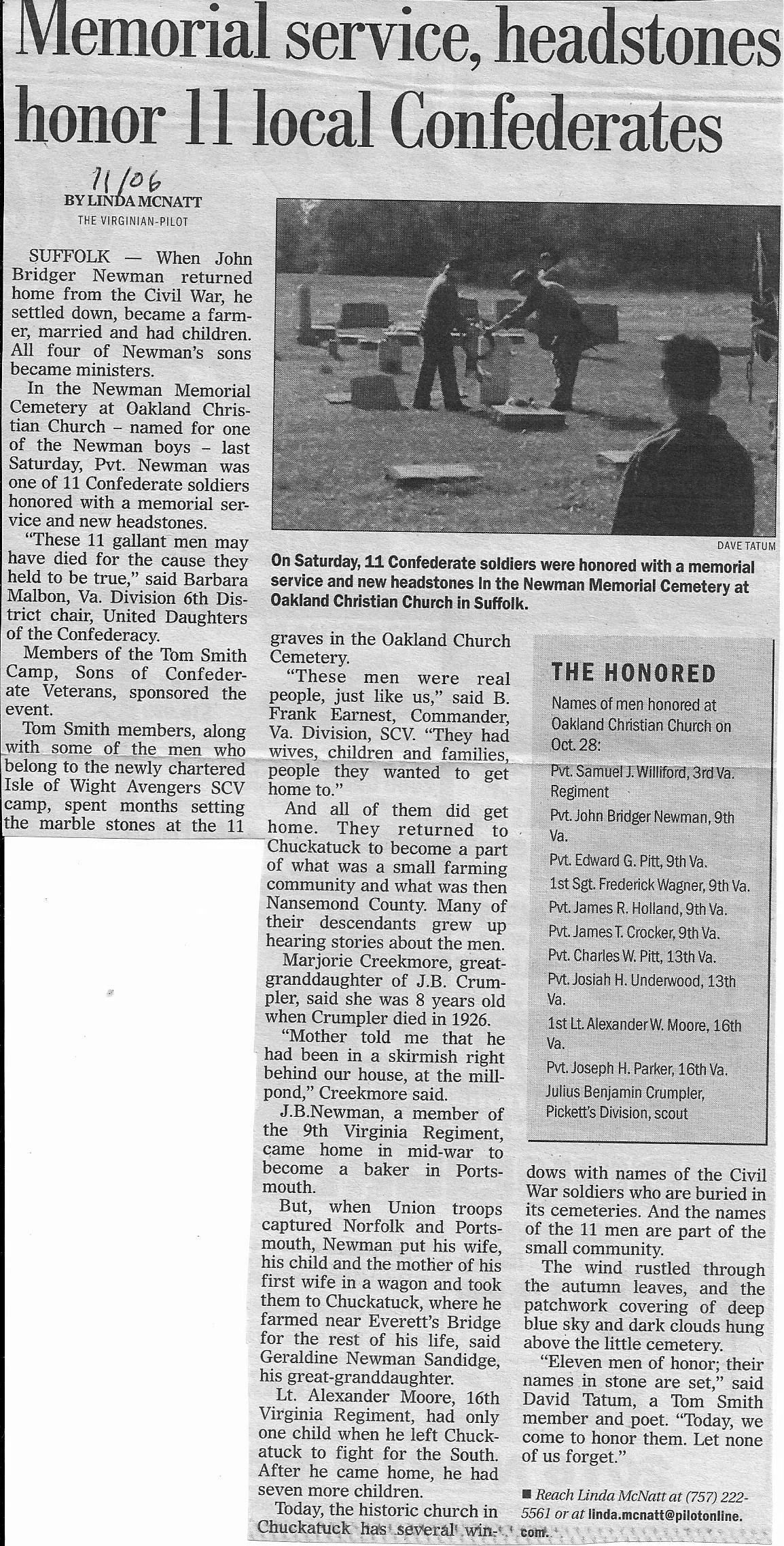 article Memorial Service headstones honor 11 local confederates.jpg