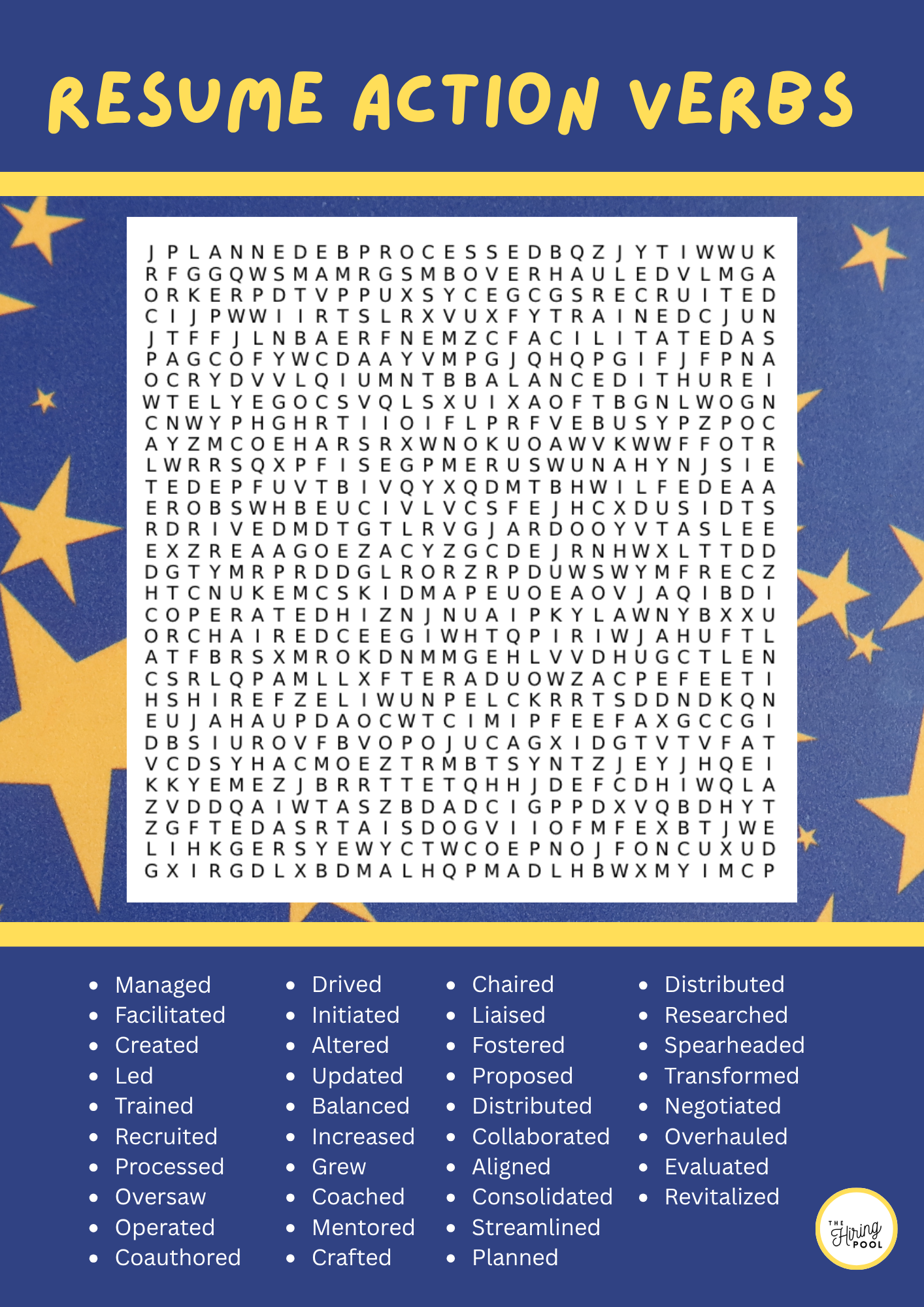 Action Verb Word Search