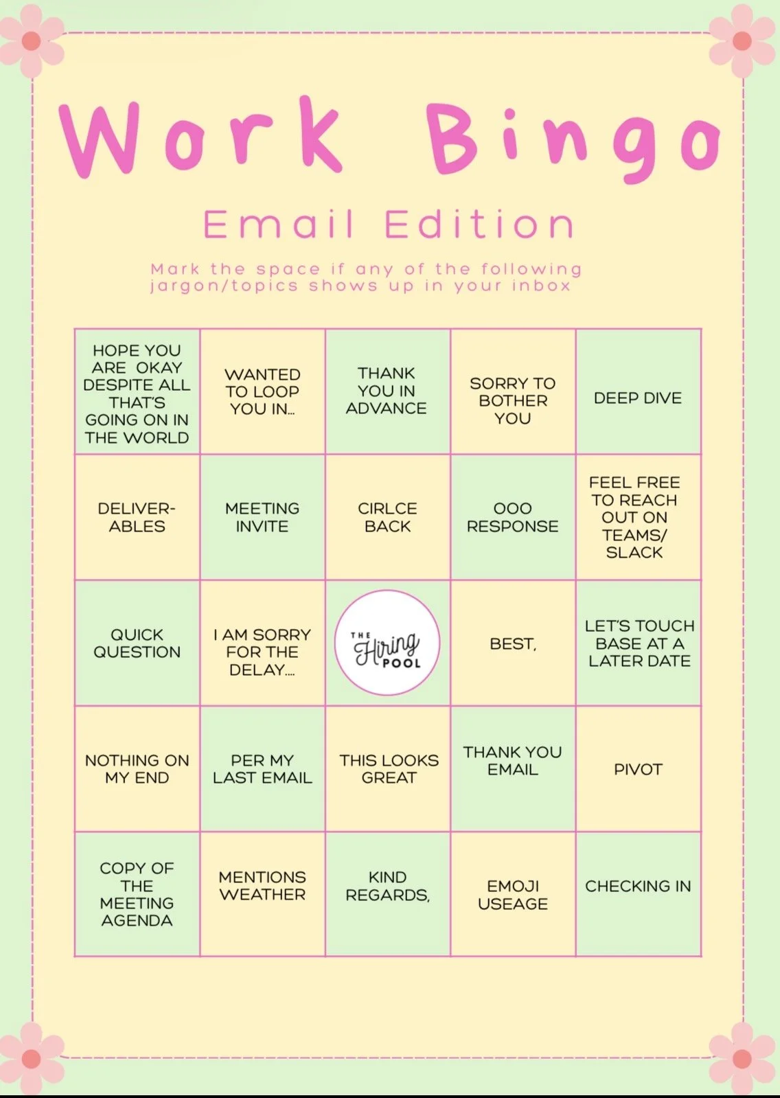 Work Bingo - Email Edition!