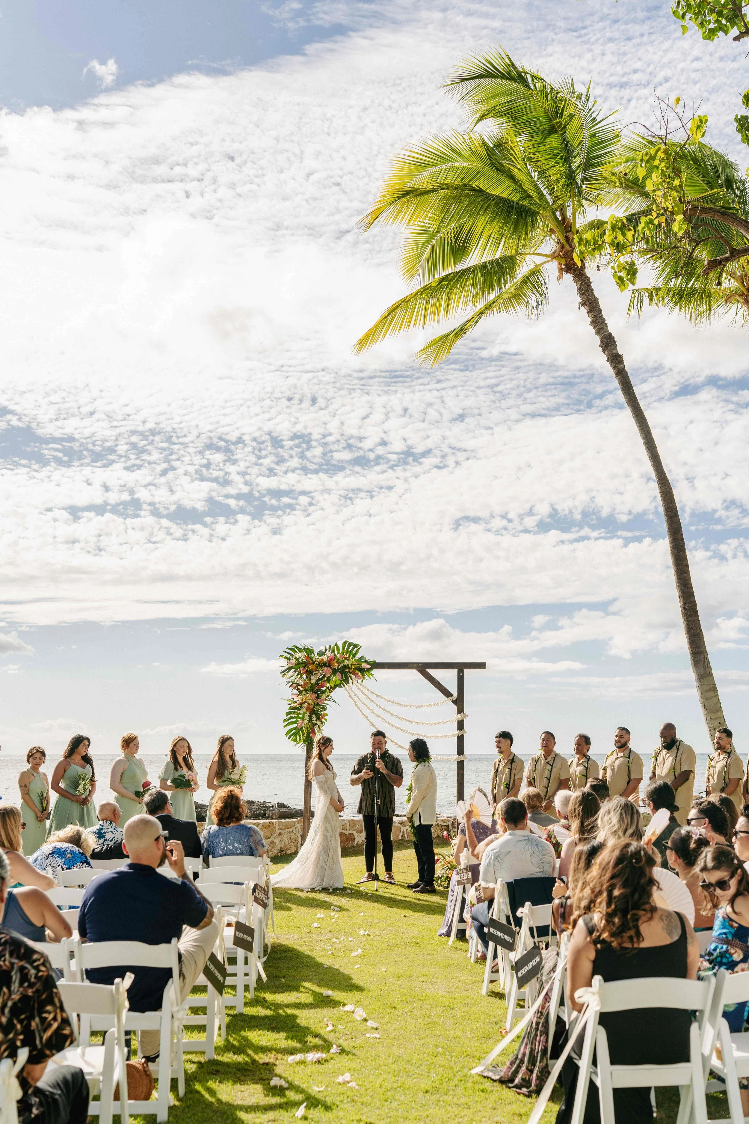 outdoor wedding ceremony at Lanikuhonua Ko Olina Oahu Hawaii.